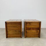 Pair of vintage Maison Regain elm bedside tables