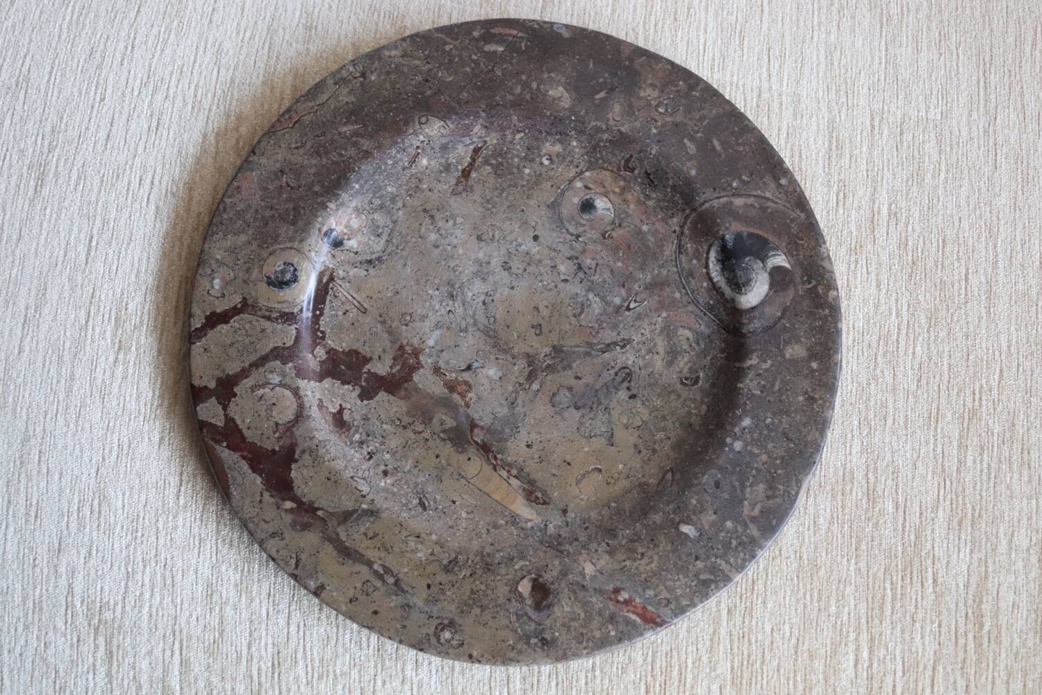 Vintage round fossil stone plate