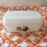 Old butter dish in Arcopal flower decoration