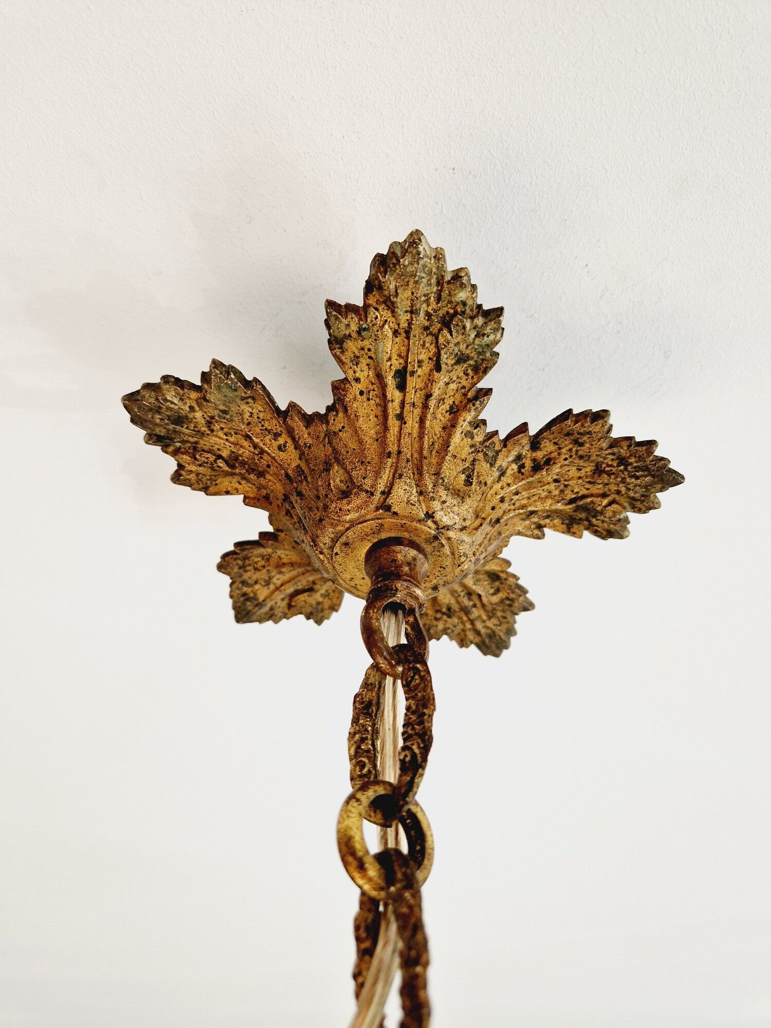 Art Deco pendant lamp in satin glass and bronze frame