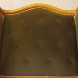 Mid century wing lounge chair in bamboo and olive green, 1960s