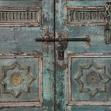 Old indian door green piece and patina of origin 120x20x200cm