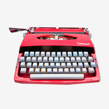Machine à écrire Consul rouge cerise vintage révisée ruban neuf