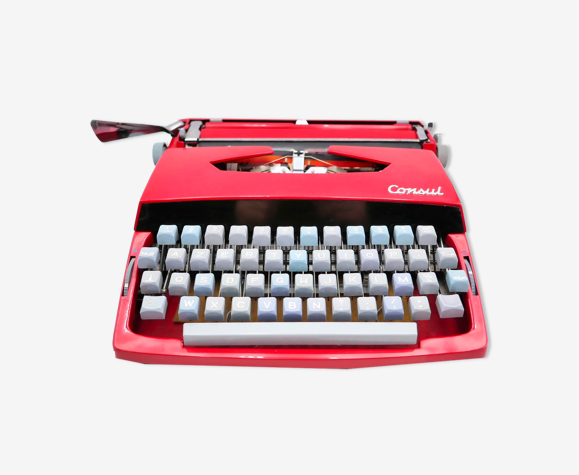 Machine à écrire Consul rouge cerise vintage révisée ruban neuf