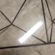 Square coffee table in glass and black satin metal 1980