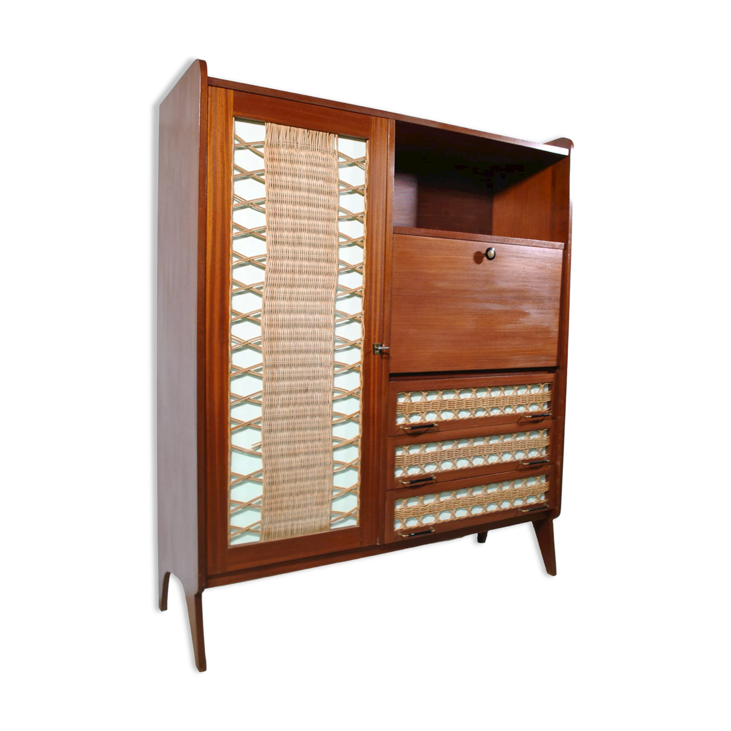Rattan secretary cabinet 1960