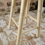 Vintage stool in cream white patinated wood