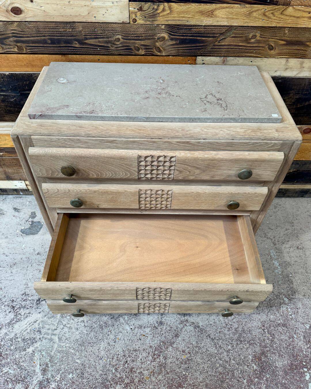 Art Deco commode in sandblasted oak