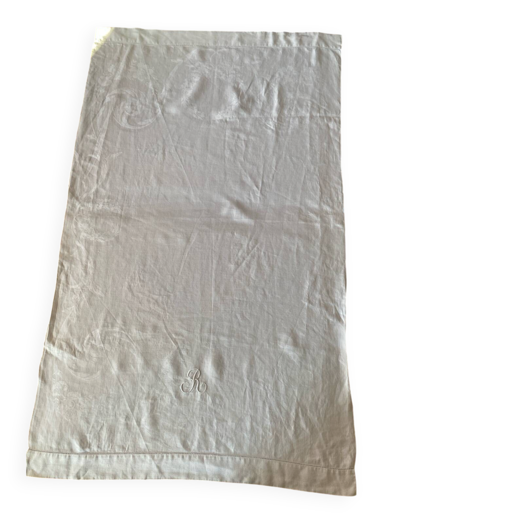 Monogrammed damask table runner