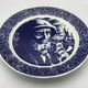 Blue enamelled earthenware wall plate with fisherman decor, Boch La Louvière, Belgium