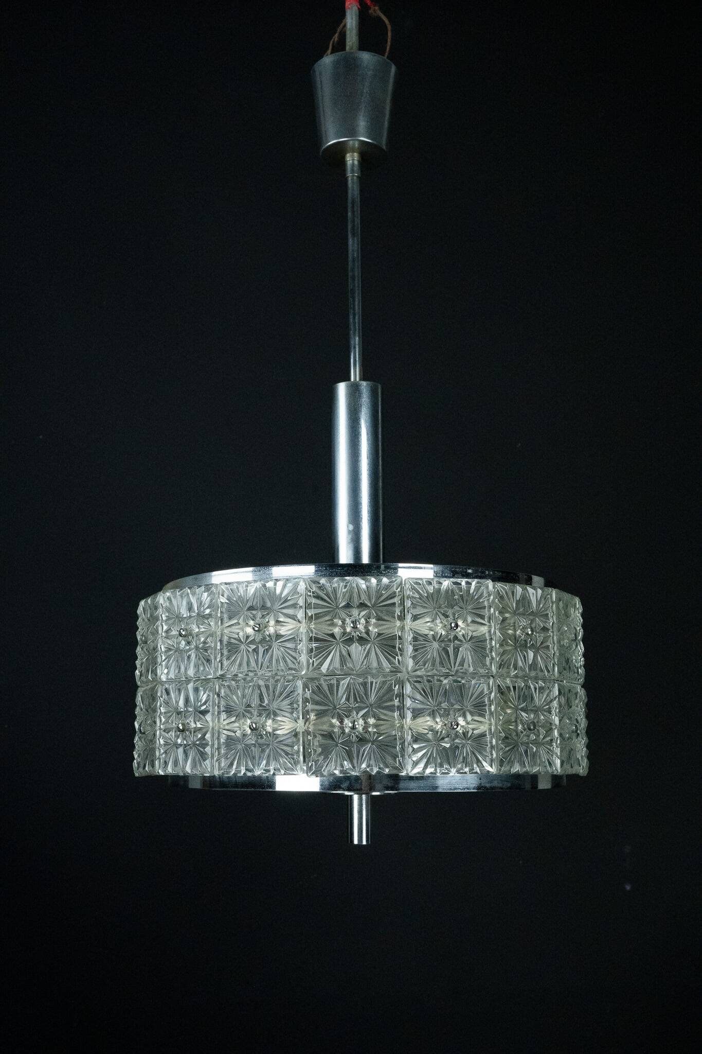 Vintage Kinkeldey Crystal Glass and chrome Chandelier. Germany 1960s