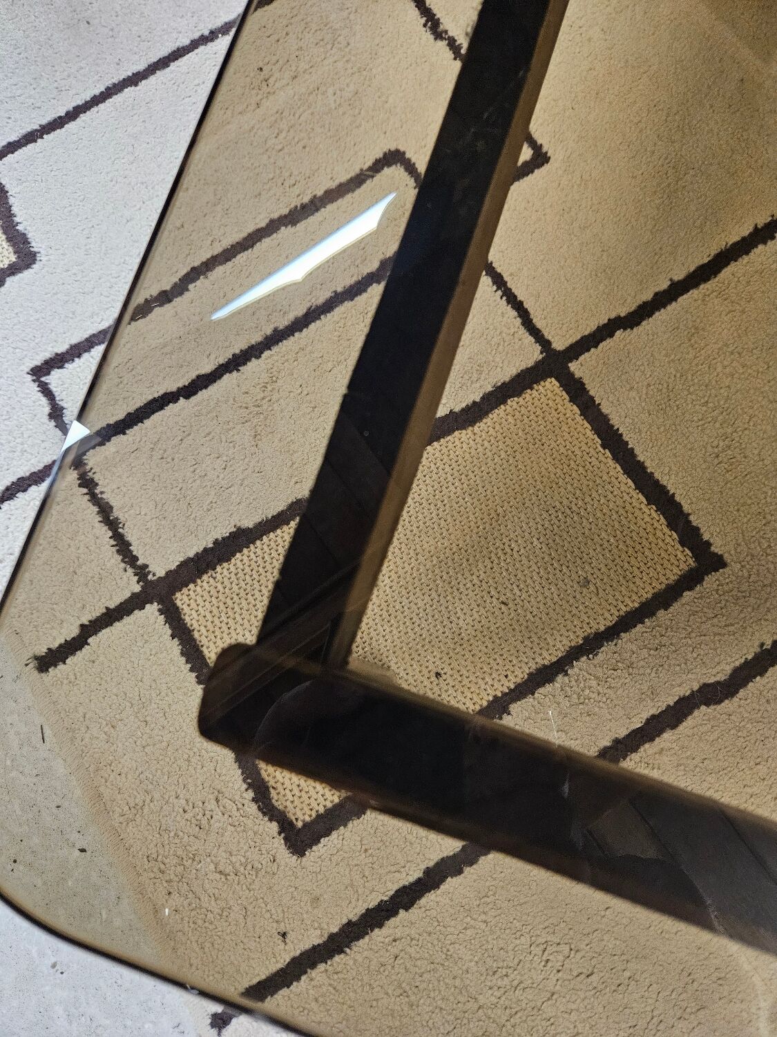 Vintage 1970s smoked glass wood coffee table