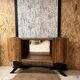 Vintage Art Deco buffet Isidore, solid wood, 2 doors and mirror.