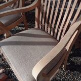 Paire de fauteuils en chêne et tissu lin