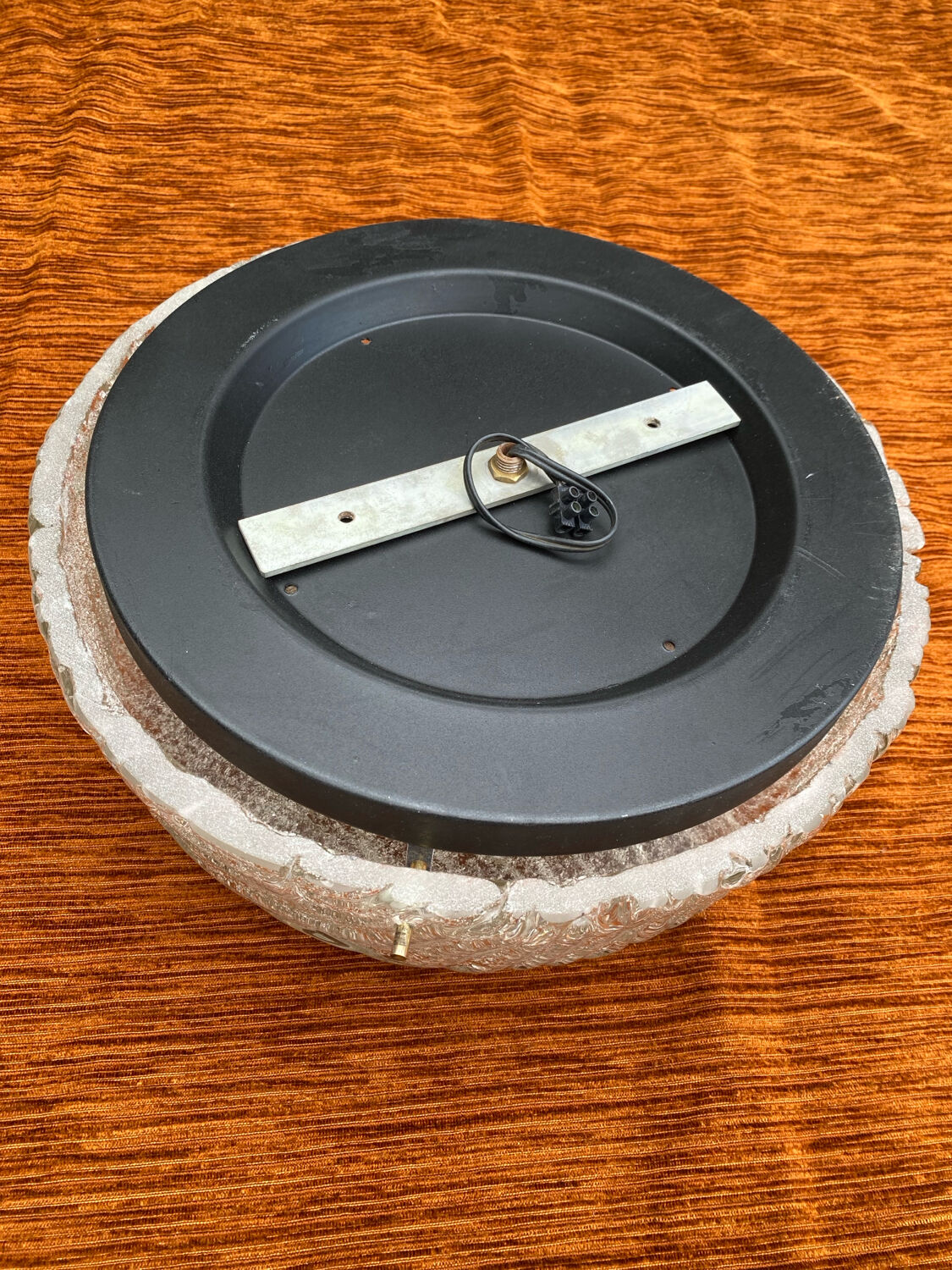 Vintage 1980s Round Molded Glass Ice Cube Wall Sconce