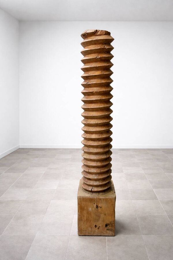 Vis de pressoir en bois sculpté  – Objet déco/indust