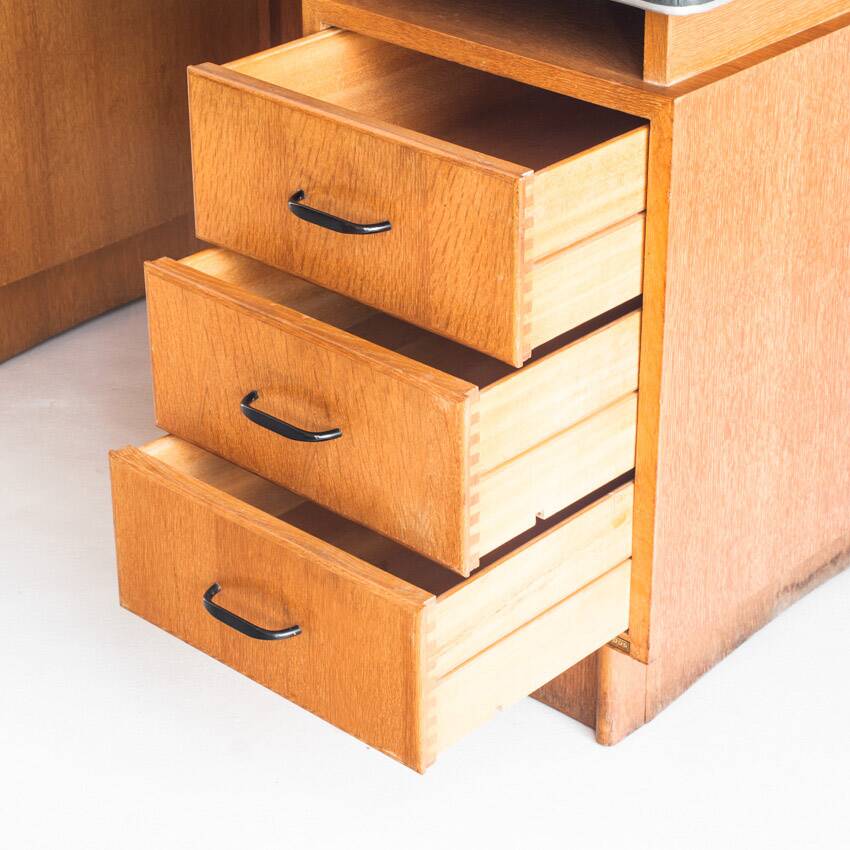 Vintage oak desk made by Burwood. France, 1950s