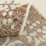Handmade beige & brown floral  vintage rug