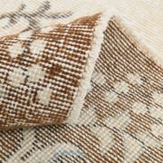 Handmade beige & brown floral  vintage rug