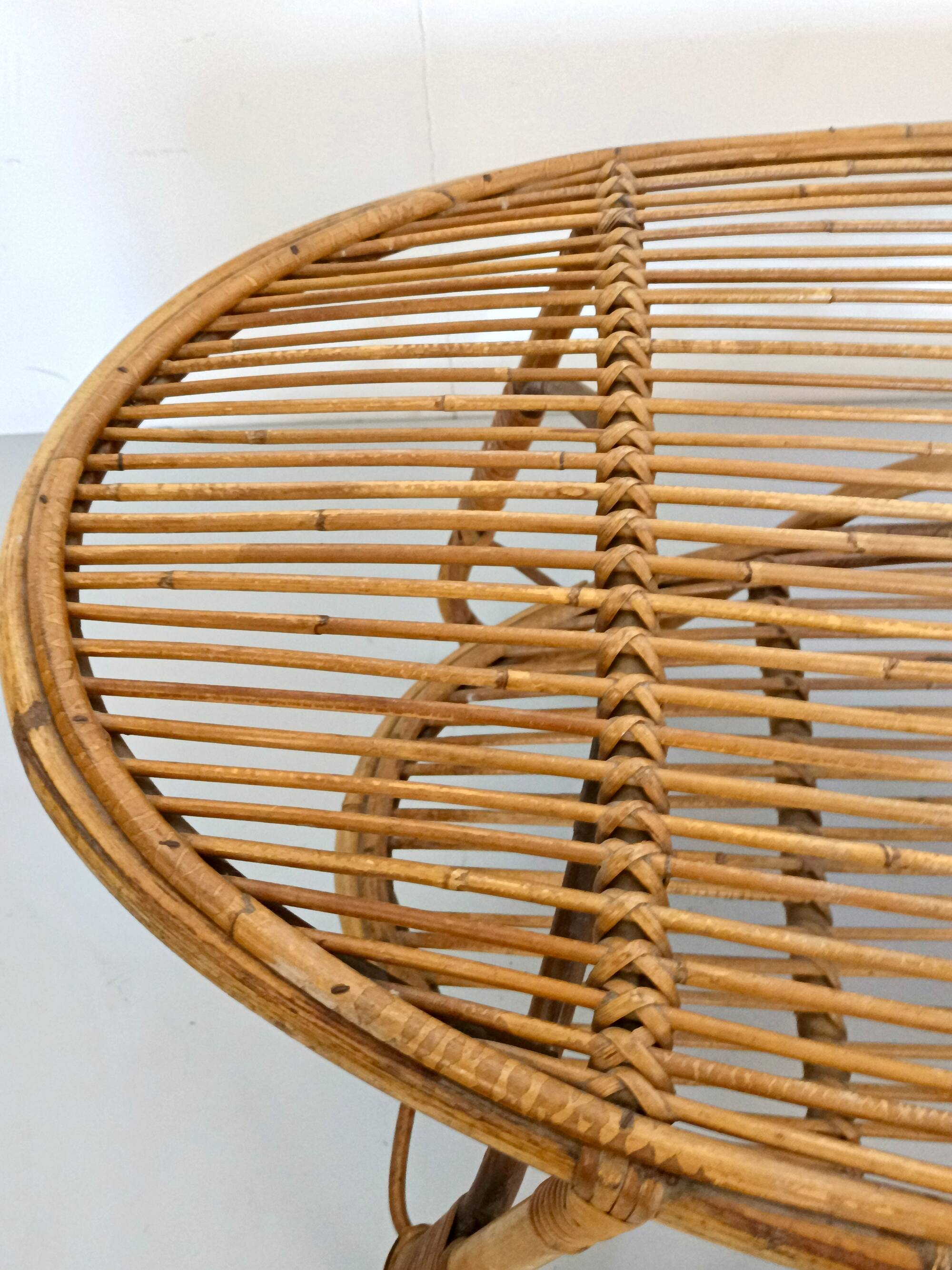 Oval Wicker Coffee Table with Lower Shelf