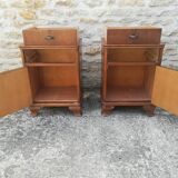 Pair of walnut bedside tables