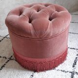 Velvet ottoman padded old pink