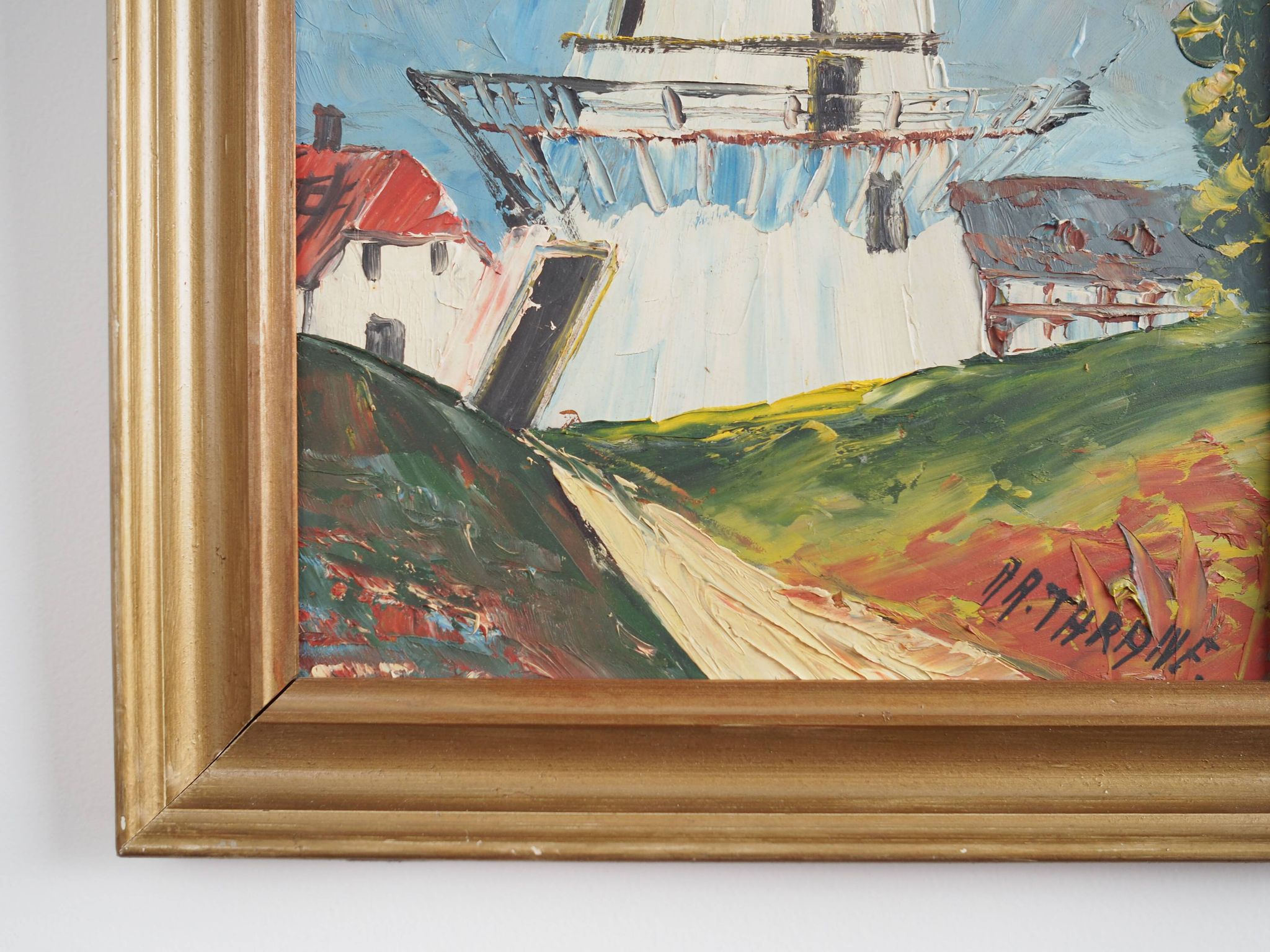 Painting „The Colourful Windmill”, Scandinavian design, 20th century, by Aage Verner Thrane