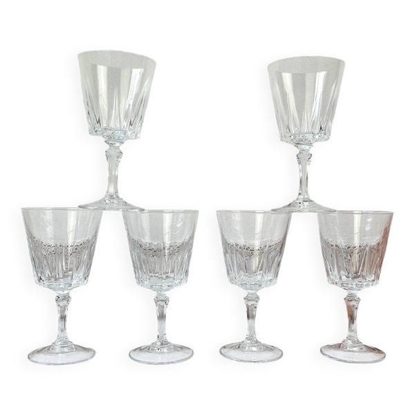 6 verres à vin blanc cristal d'Arques modèle Versailles