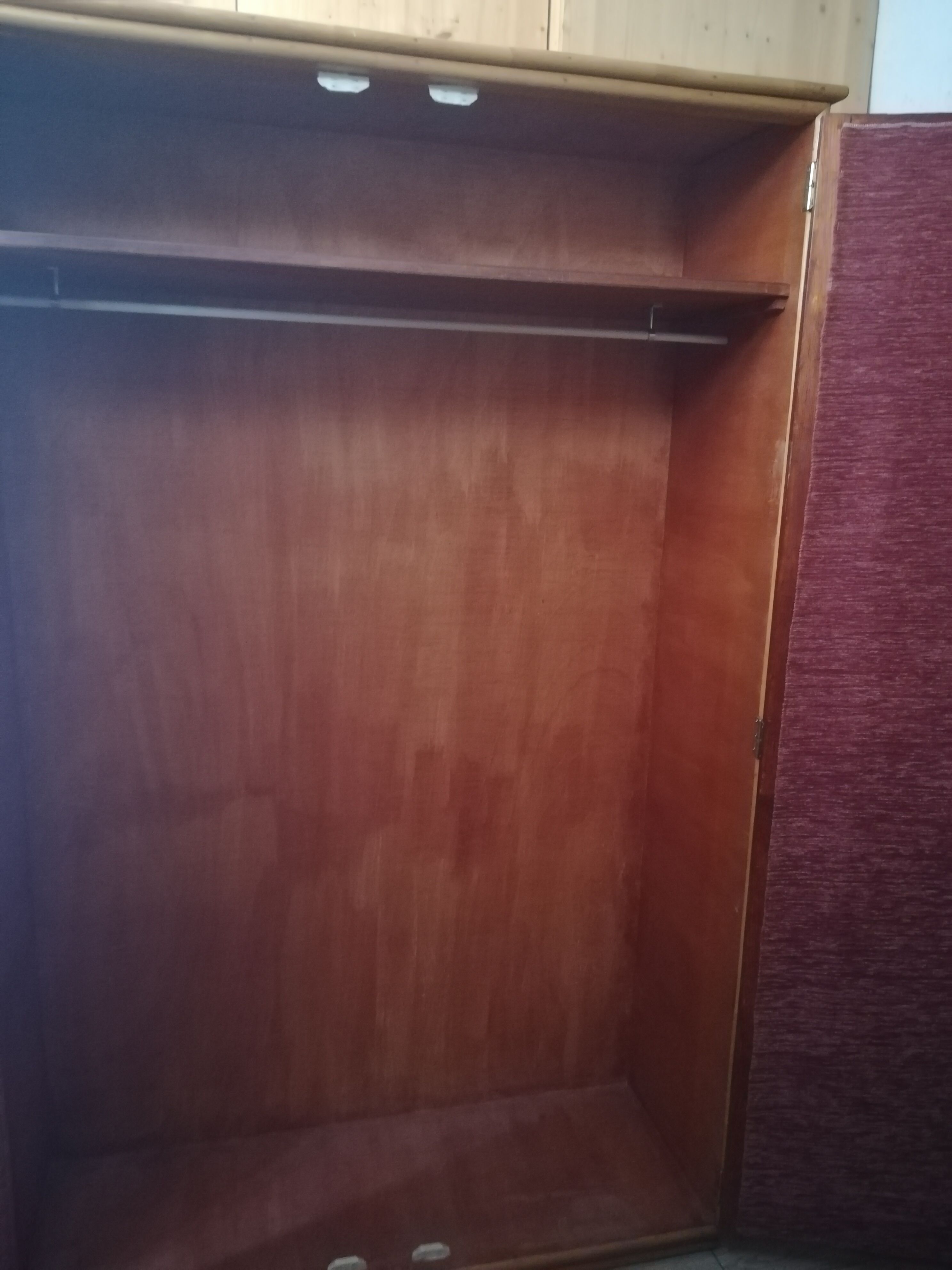 Wardrobe in rattan, caning and velvet