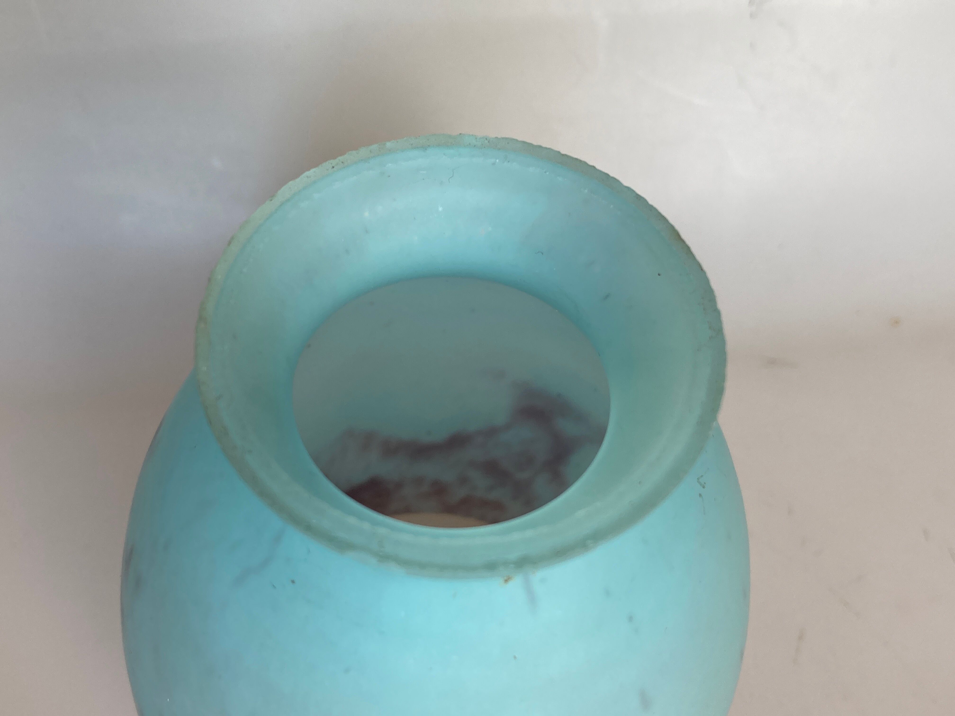 Tulipe en pate de verre bleue turquoise