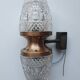 Vintage brass wall light with two crystal glass globes