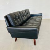 Vintage Danish retro Svend Skipper 3 person sofa in black leather 1960s