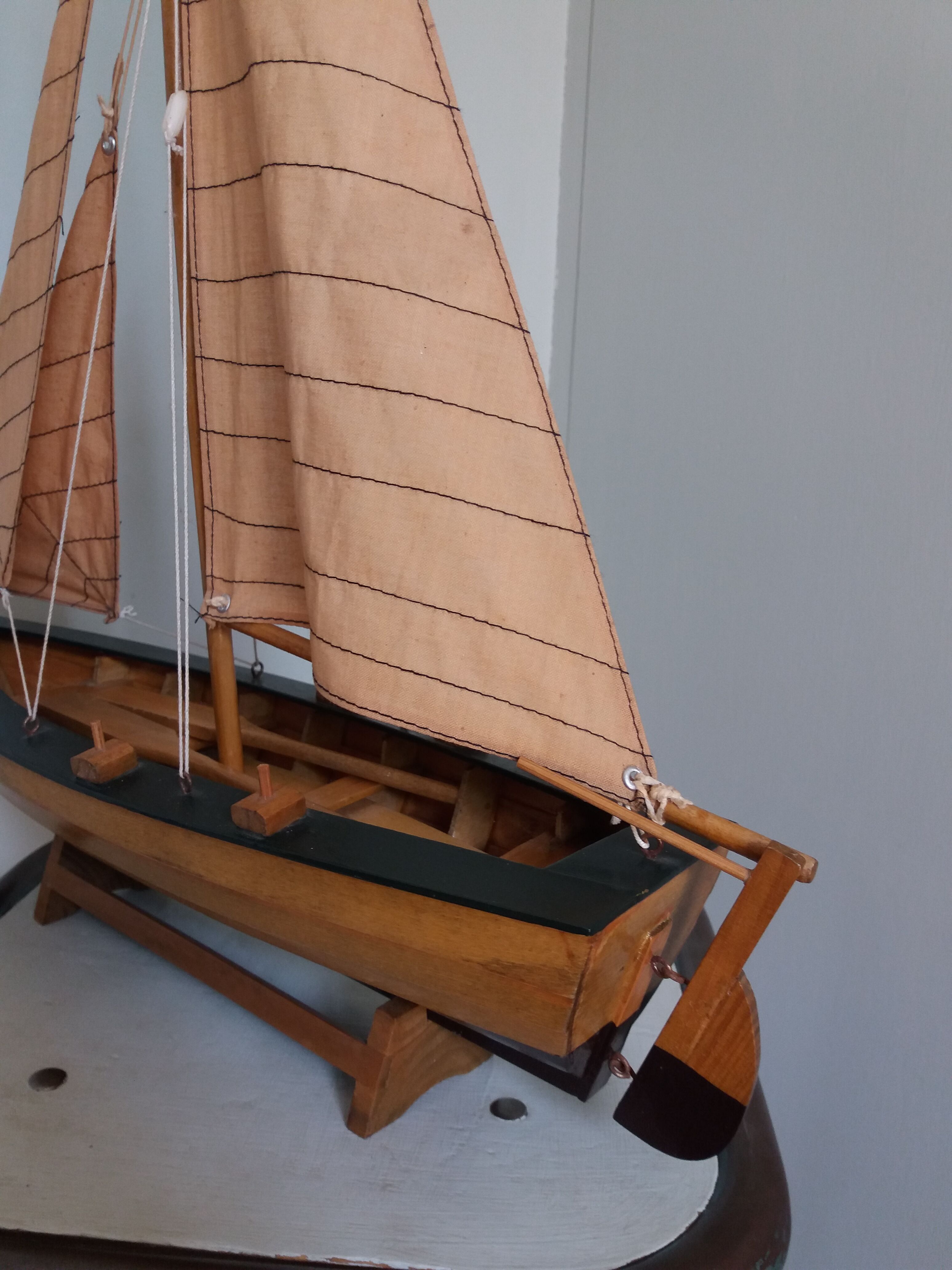 Wooden boat model sailboat