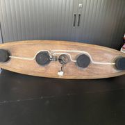 Suspension lamp ceiling light Scandinavian surf teak frosted glass vintage 70s