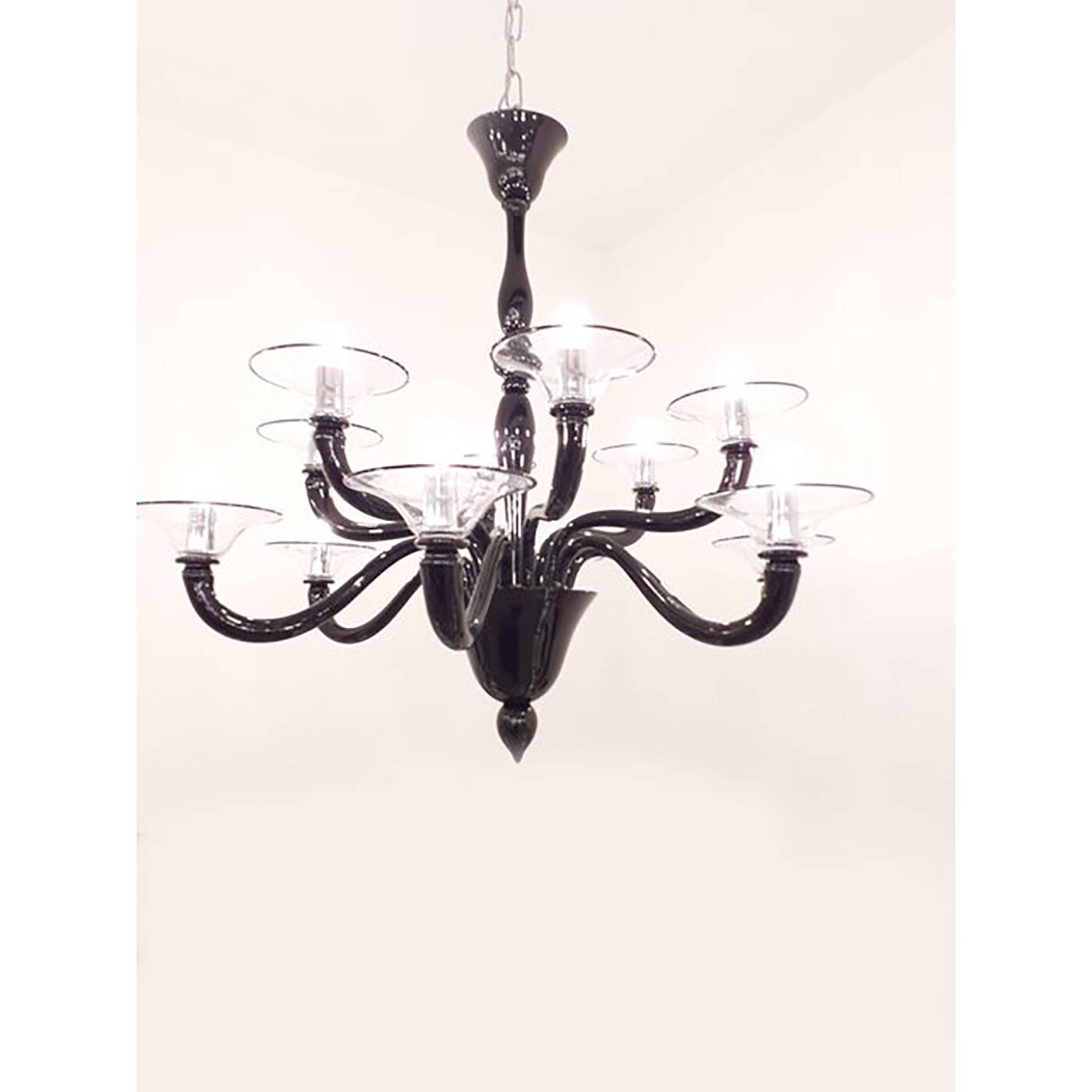 Italian Contemporary Black Glass Chandelier