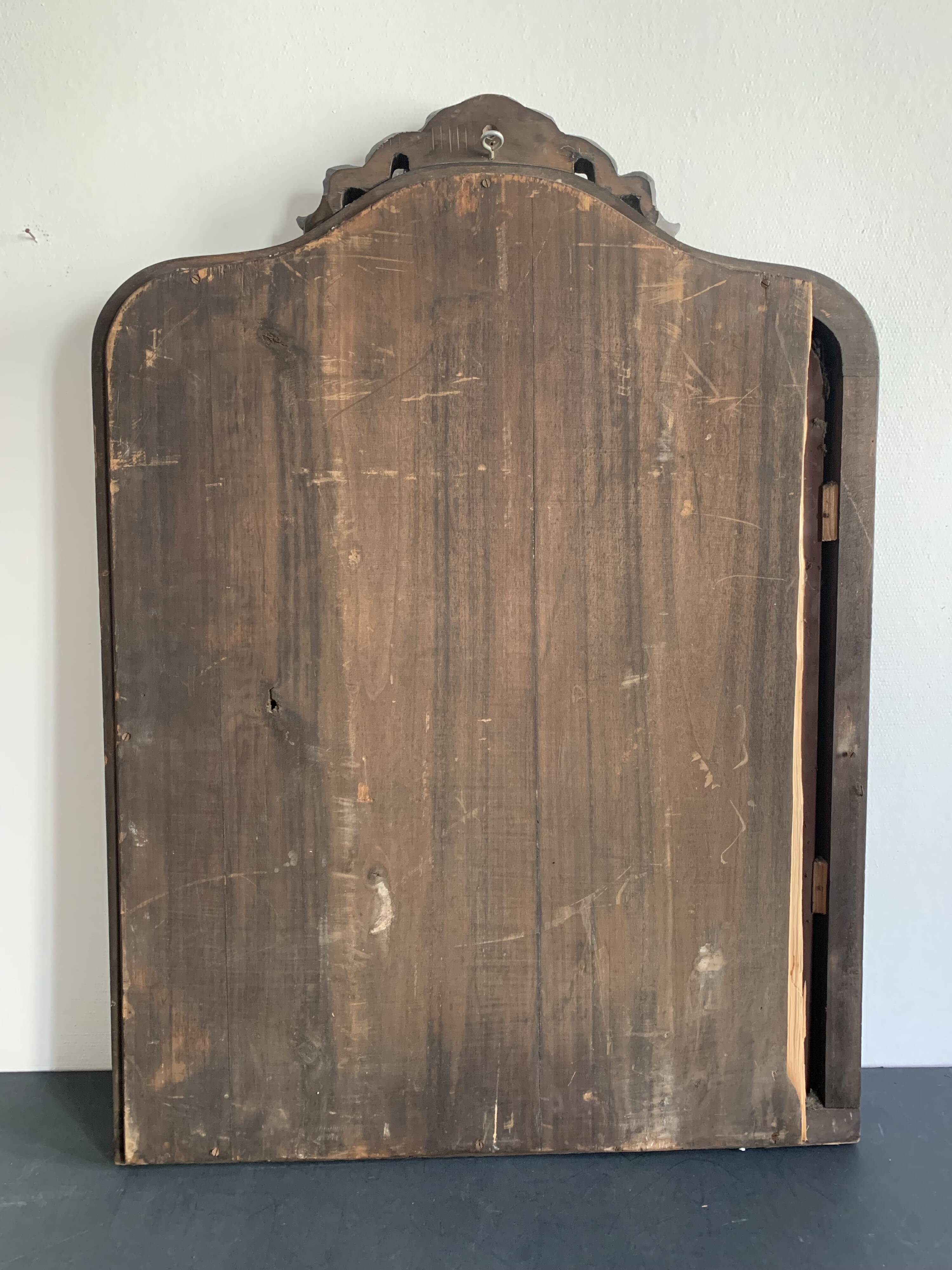 Napoleon III mirror in black wood with pediment