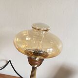 Table lamp in brass and golden smoked glass globe LAMP-7414