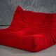 Red Alcantara Togo 2-seater sofa and corner by Michel Ducaroy for Ligne Roset, 2000s