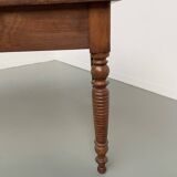 Walnut and pine drapery farmhouse table