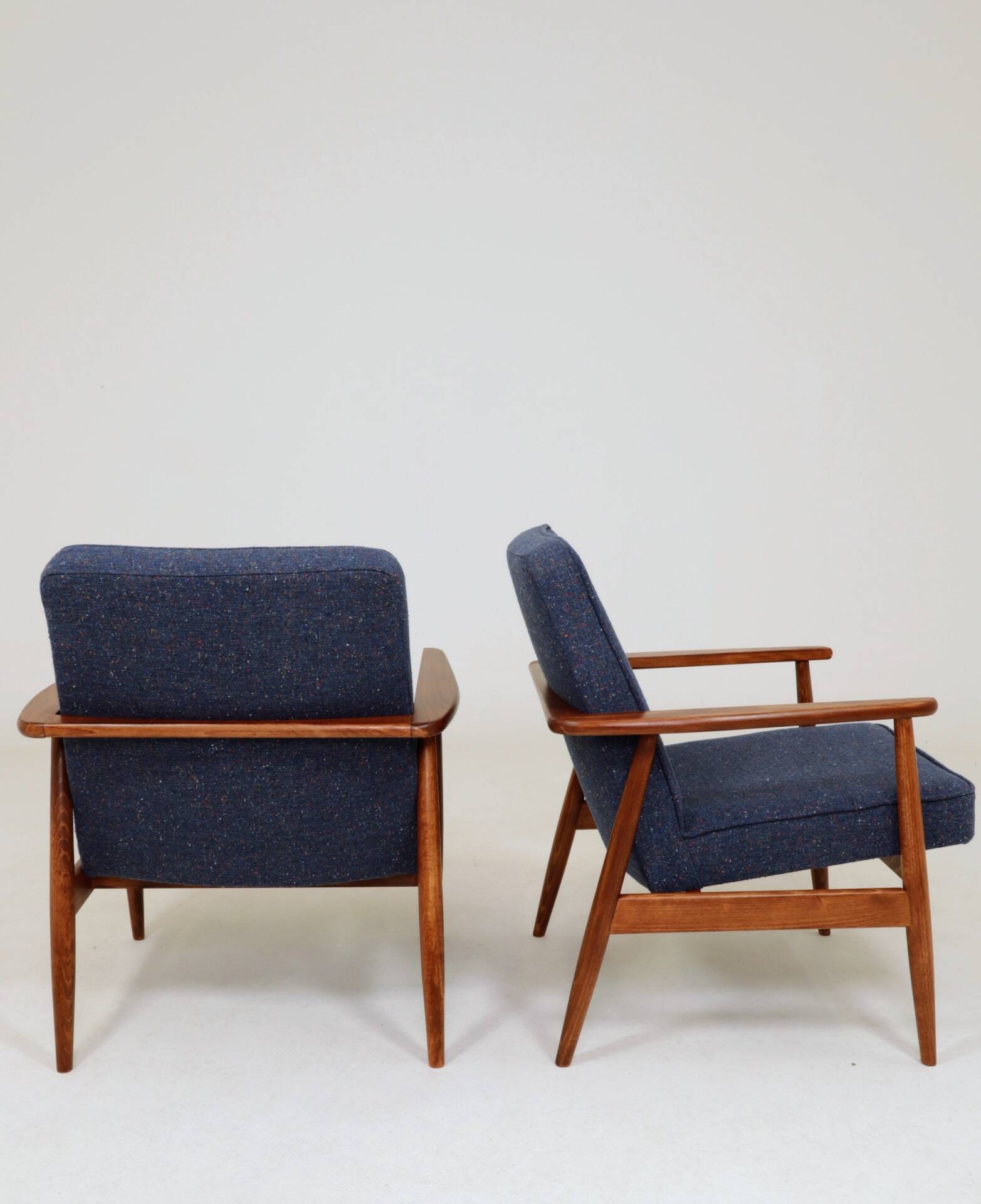 Two Mid Century Armchairs by M. Zieliński, Poland 1960, Navy Tweed