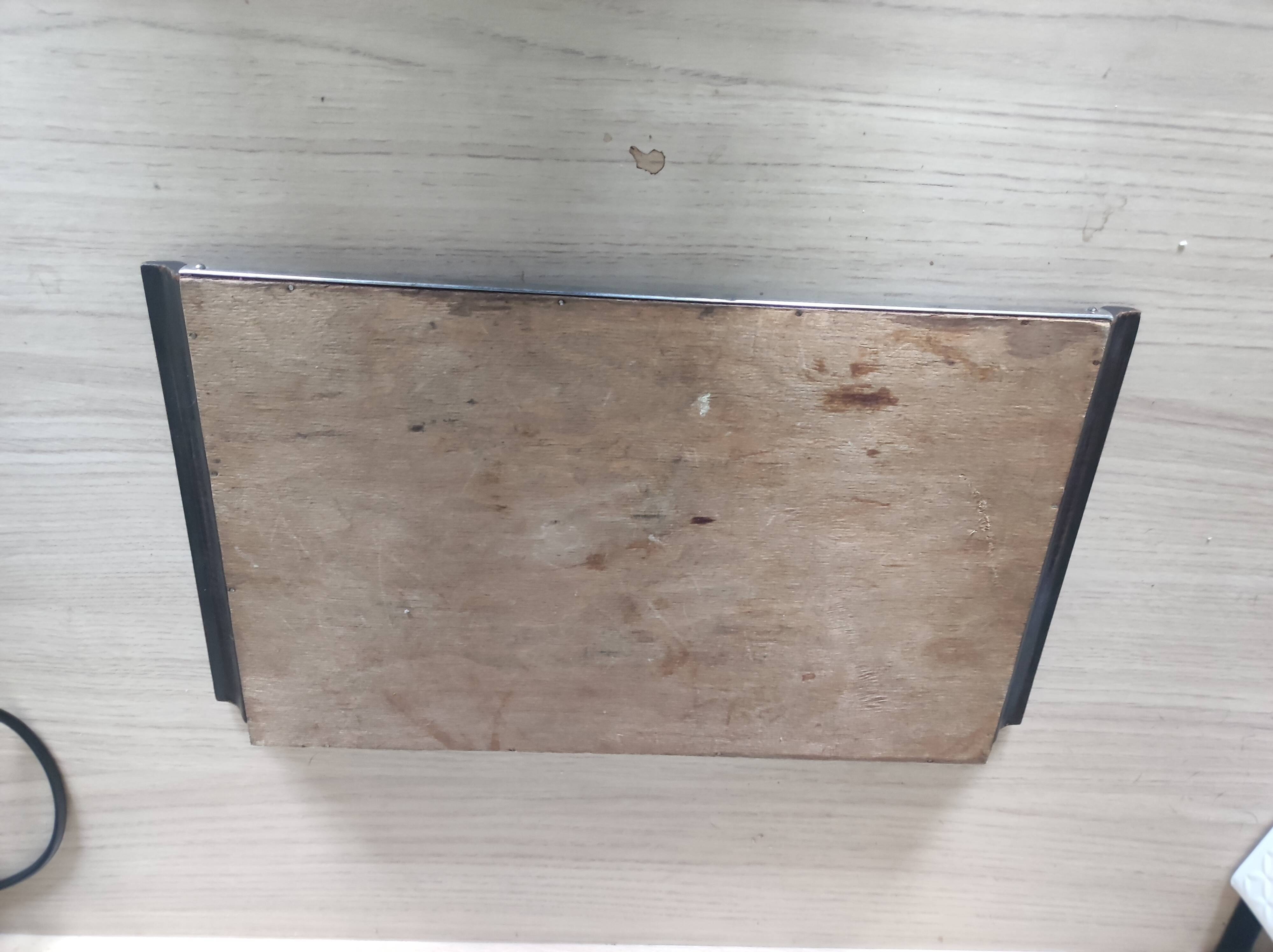 Meal tray wood glass metal vintage