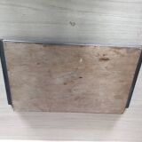 Meal tray wood glass metal vintage