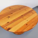Vintage Scandinavian round pine dining table from the 60s 70s
