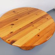 Table à manger ronde scandinave vintage en pin des années 60 70