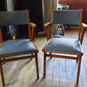Paire de fauteuils bridge gris