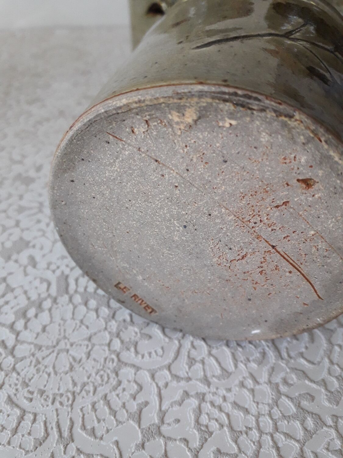 Set of 3 enameled stoneware pots with herbarium motifs Le Rivet