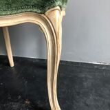 Chaise en bois et velours vert de style néoclassique Flamant