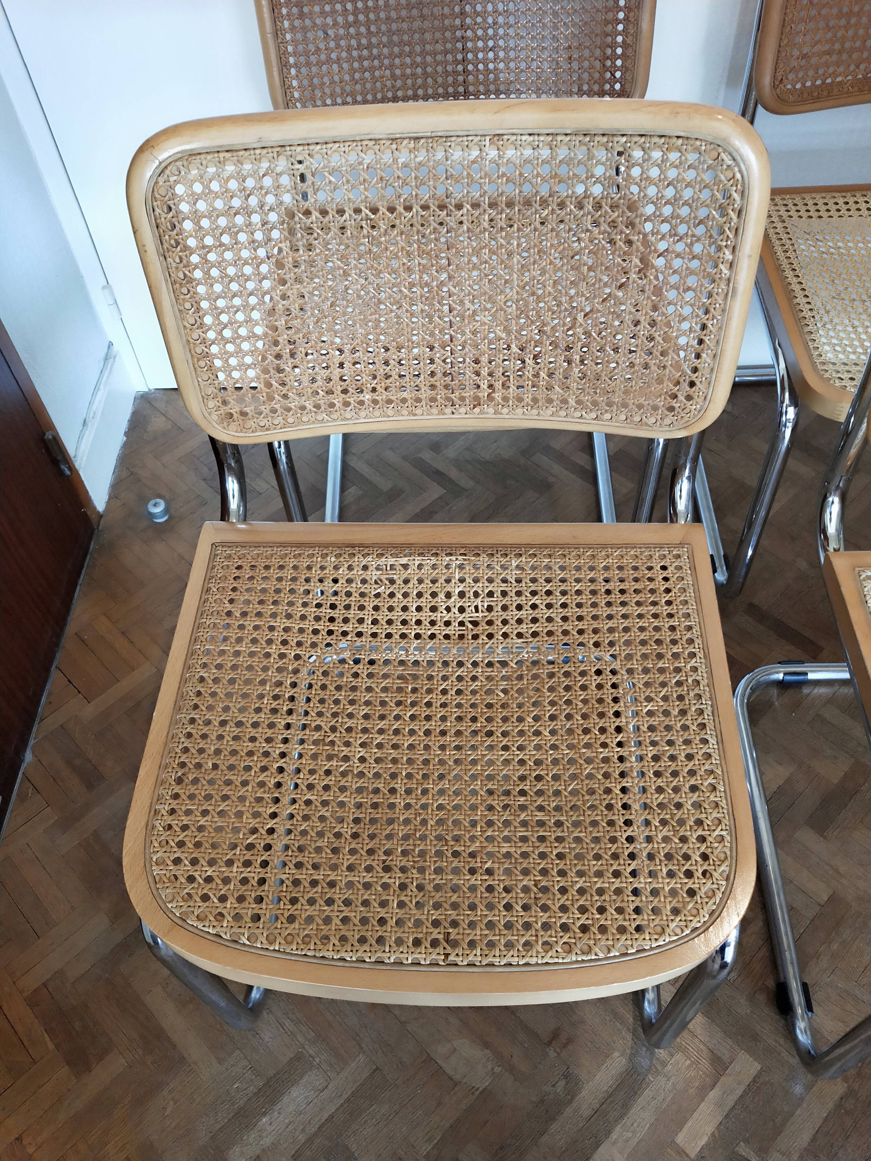 Set of 4 cesca chairs B32 by Marcel Breuer