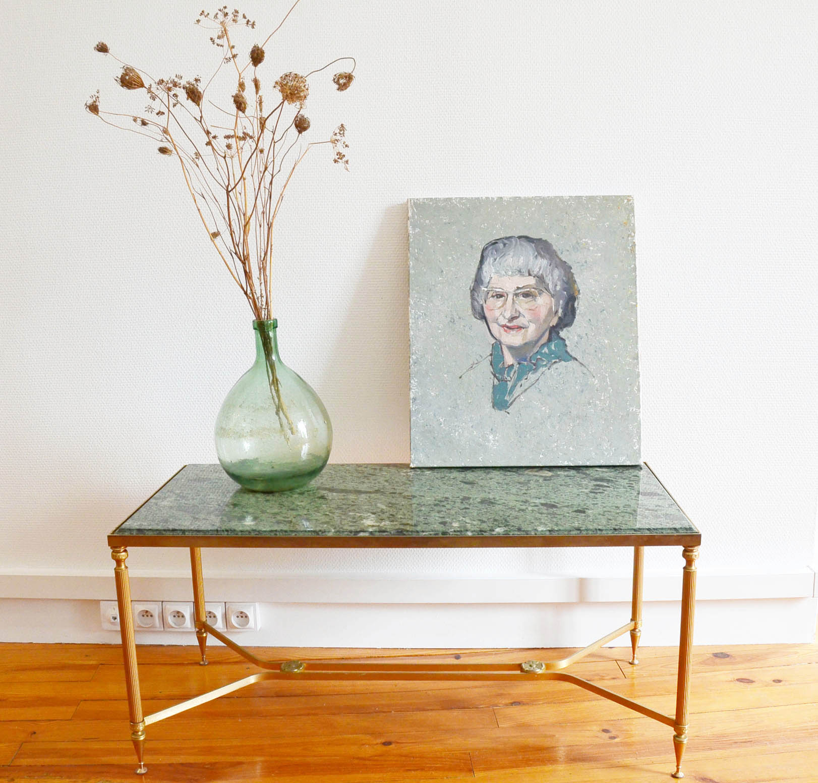 60s green marble coffee table in neoclassical style