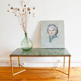 60s green marble coffee table in neoclassical style